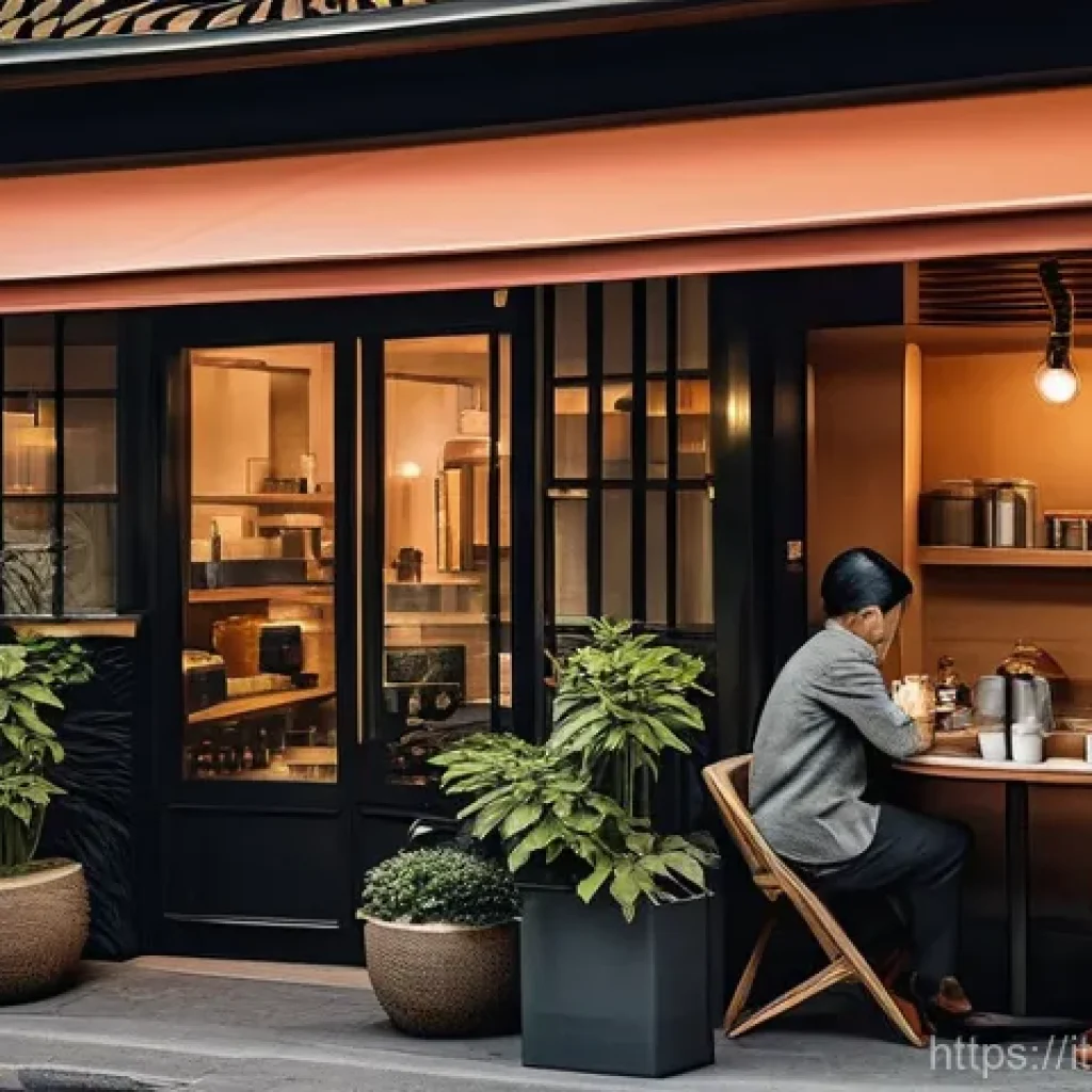수출 마케팅에서 피해야 할 실수 - A visually rich image showcasing the successful adaptation of an Italian espresso brand into a seren...