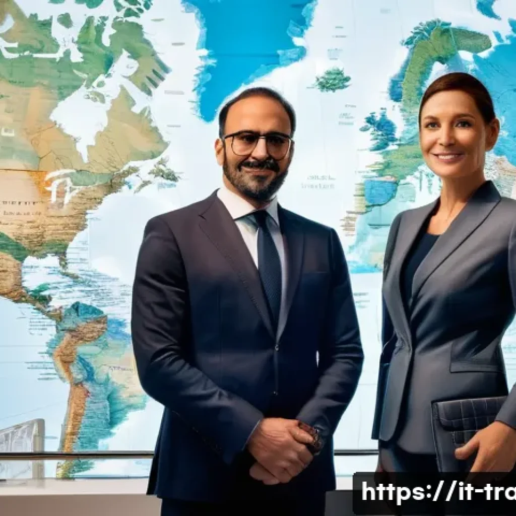 수출입 거래의 주요 리스크와 관리 - **A dynamic, wide-angle shot featuring a confident Italian entrepreneur**, either male or female, in...