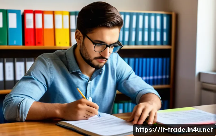 국제무역사 필기시험에서의 시간 관리 방법 - A focused Italian university student sitting at a wooden desk in a bright study room, surrounded by ...