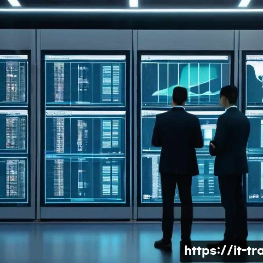 국제무역사의 전망과 발전 가능성 - A high-tech international customs office scene featuring advanced artificial intelligence systems an...