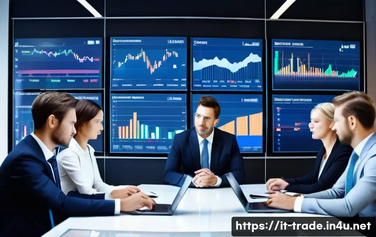 수출입 거래의 리스크 관리 방안 - A detailed scene depicting an international business meeting in a modern office, with professionals ...