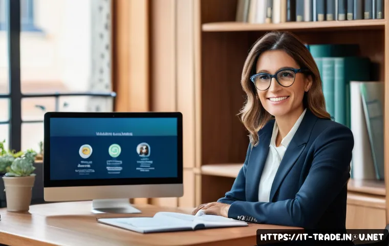 국제무역사의 자격증 유지 방법 - A professional Italian businesswoman attending an international trade webinar at home, sitting at a ...