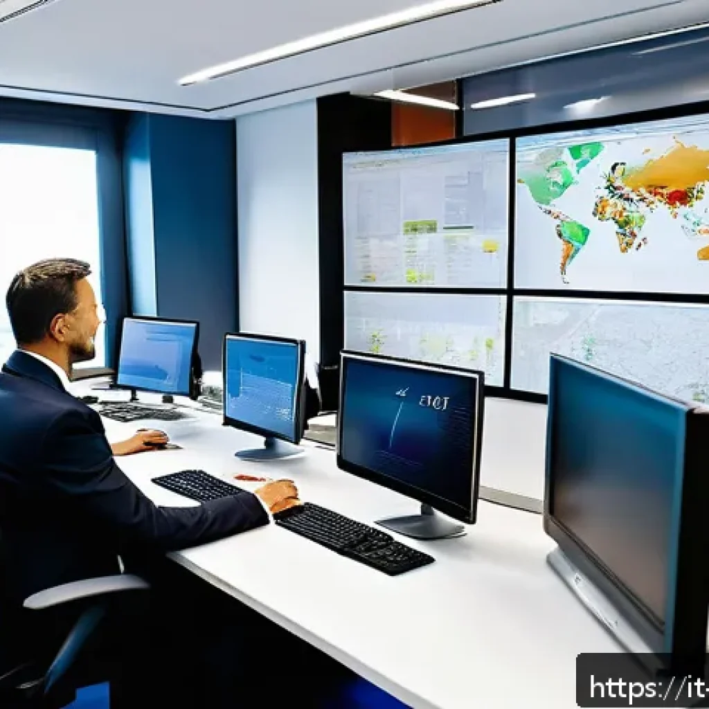 무역 실무의 기초부터 고급까지 - A professional international trade office scene showing a diverse team of business people from Italy...