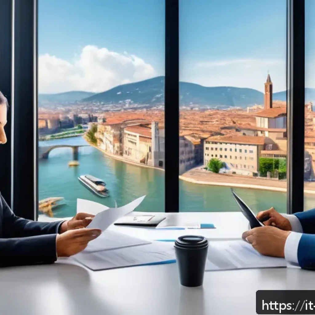 무역 대금 결제 방식 이해하기 - A professional international business meeting scene set in a modern office overlooking a European ci...
