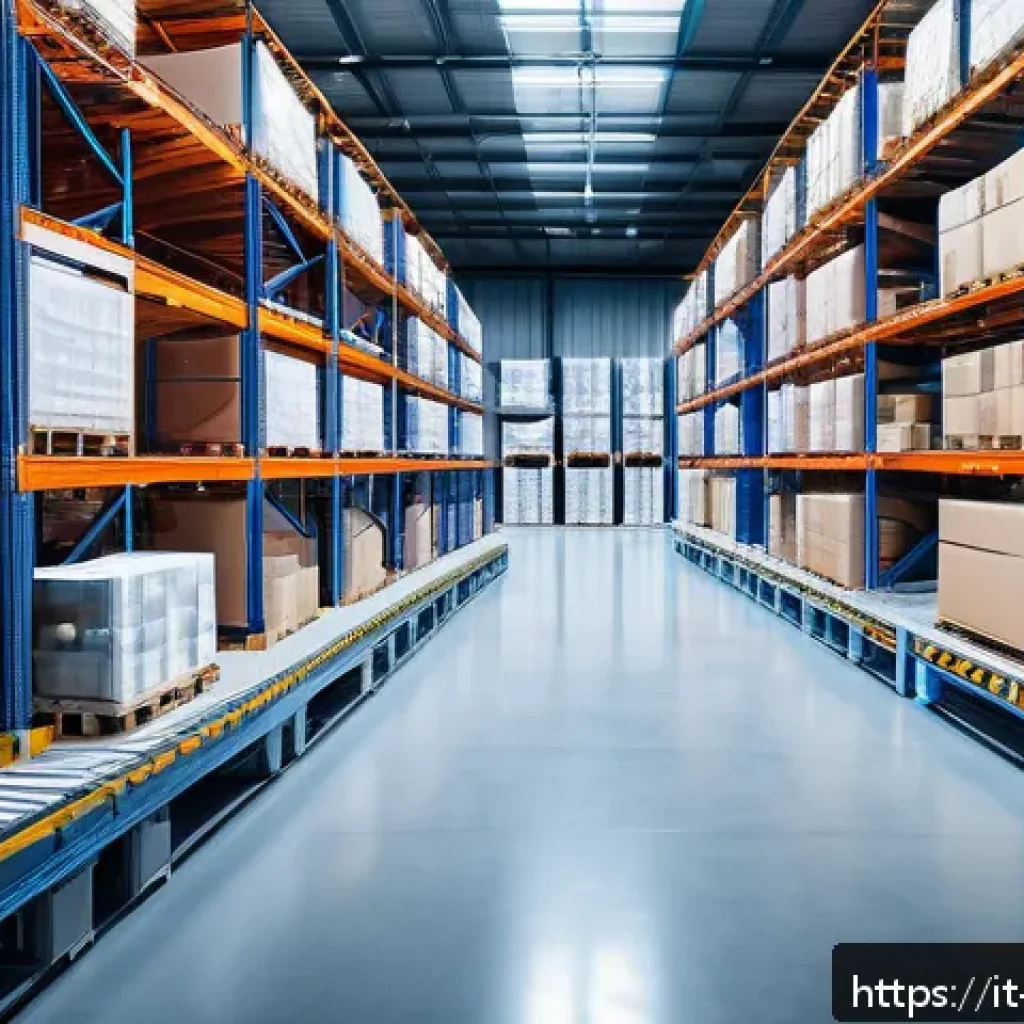 무역업계에서의 성공 비결 - A modern logistics warehouse interior showcasing advanced automation and artificial intelligence sys...